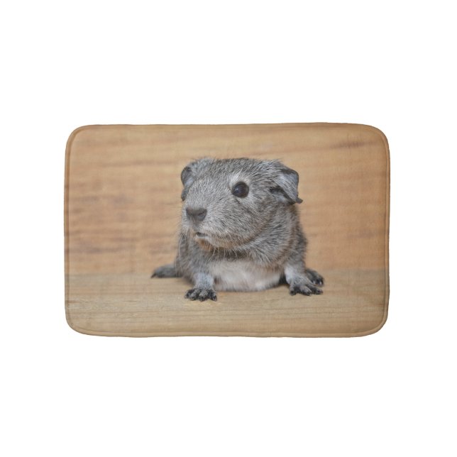 Tapis De Bain Un cobaye gris mignon sur le bois Brown (Devant)