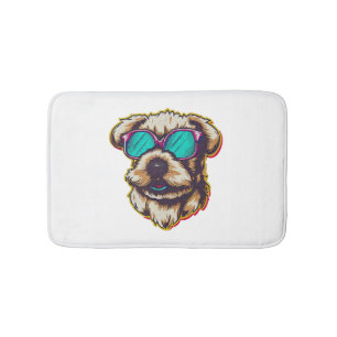 TAPIS DE BAIN UN DORABLE D O G AVEC DES LUNETTES SOLEIL