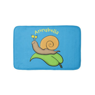 Tapis De Bain Un mignon escargot heureux sur une illustration d'