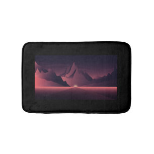 Tapis De Bain Une illustration de coucher de soleil en montagne
