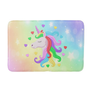Tapis De Bain Unicorn Pony Rainbow Stars Pastel Girly Magie