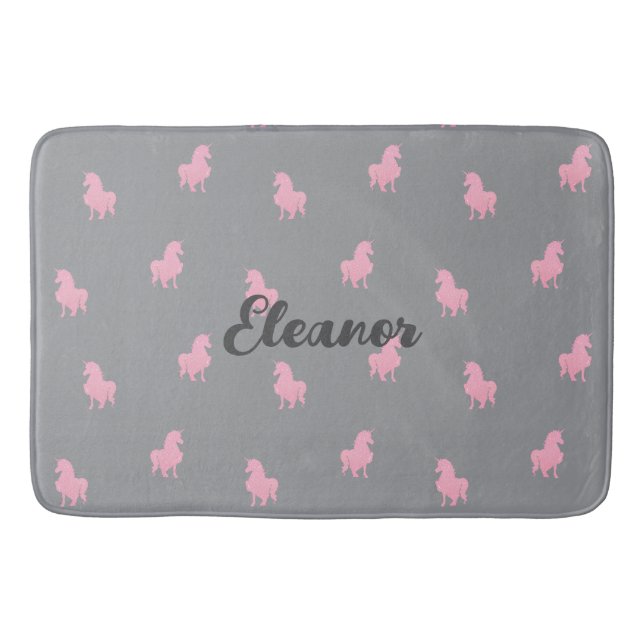 Tapis De Bain Unicorne rose invisible sur gris (Devant)