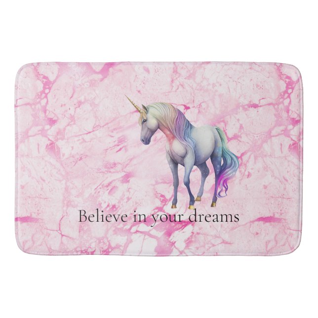 Tapis De Bain Unicorne rose Tourbillonnant fille (Devant)