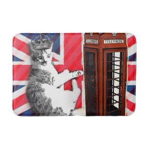 Tapis De Bain union jack flag cabine téléphonique couronne kitty