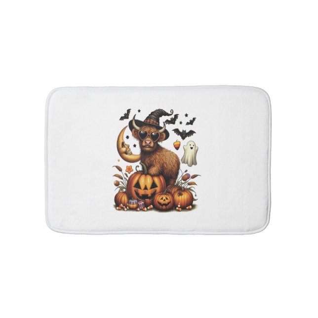 Tapis De Bain Vache Highland à l'Halloween Citrouille (Devant)