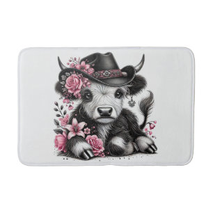 Tapis De Bain Vache Highland avec Casquette Floral