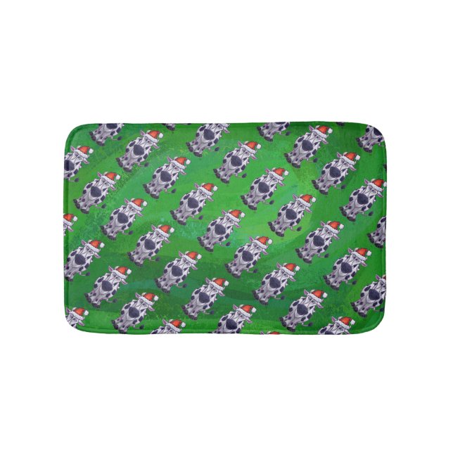 Tapis De Bain Vache Noël sur vert (Devant)