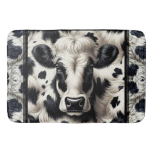 Tapis De Bain Vache noire et blanche Cowhide Fur Fur Look