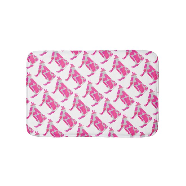 Tapis De Bain Vache rose et blanc Silhouette (Devant)