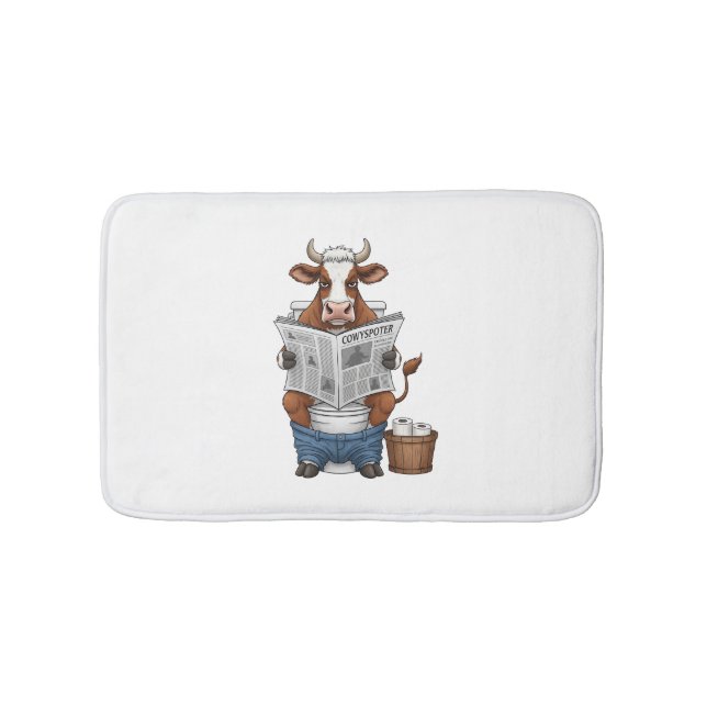 Tapis De Bain Vache sur Toilet, Animaux de ferme amusants (Devant)