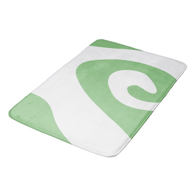 Tapis De Bain Vague de sage et de blanc (Angle)