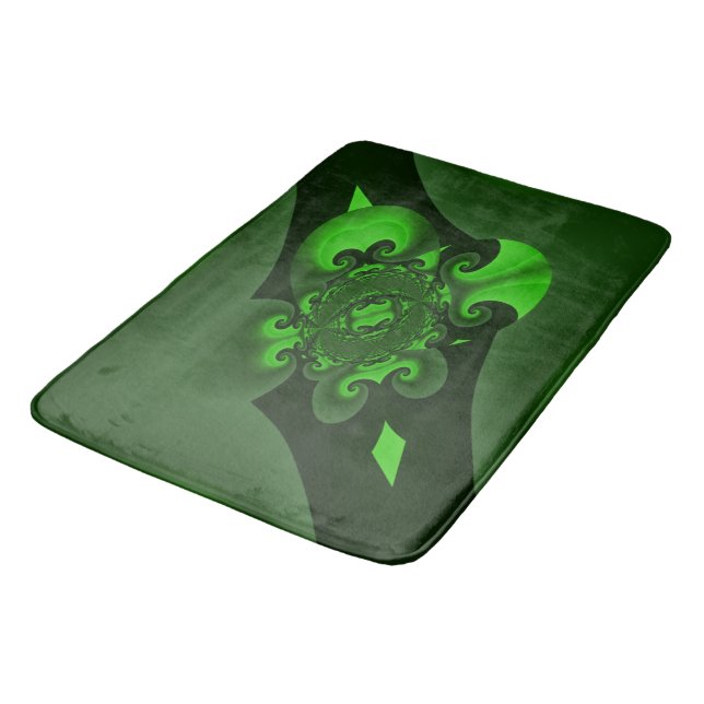 Tapis De Bain Vague Spirale Vert Foncé Et Lime (Angle)