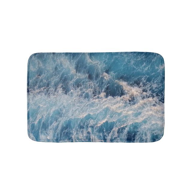 Tapis De Bain Vagues bleu océan (Devant)