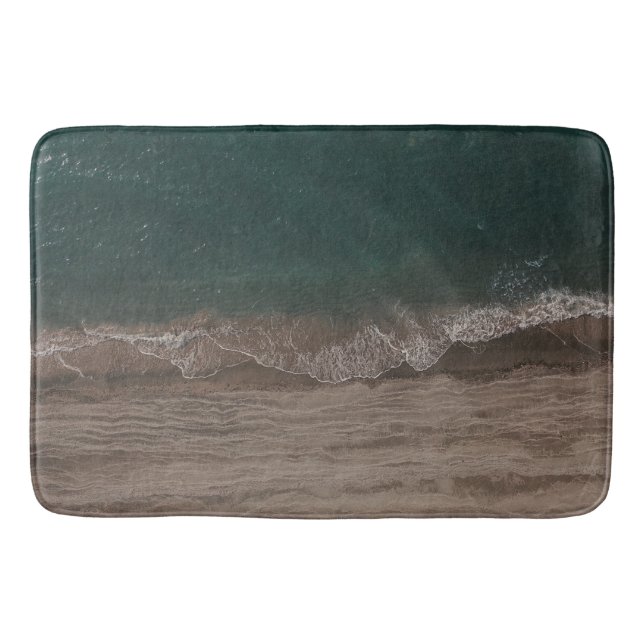 Tapis De Bain Vagues De Mer Vert Foncé Près De La Plage (Devant)
