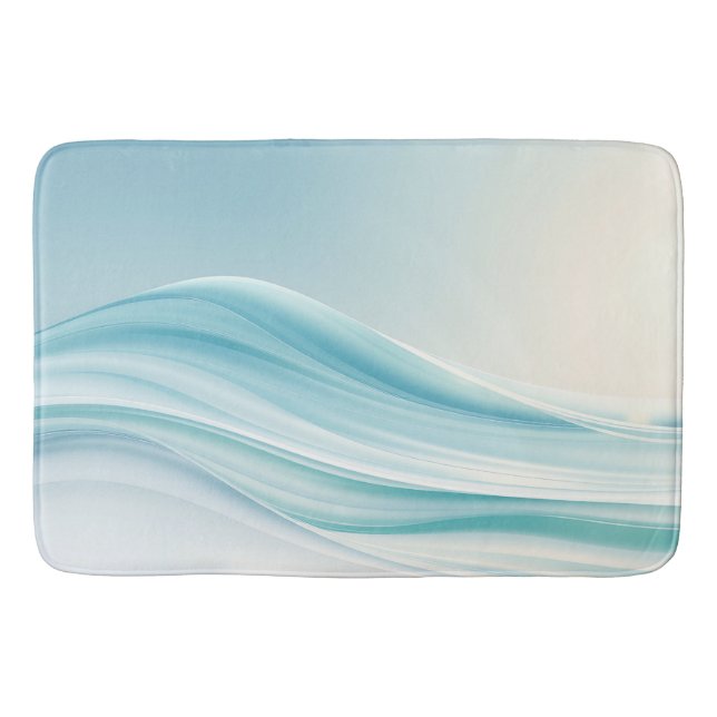 Tapis De Bain Vagues océaniques sereines Abstraites aux bleus li (Devant)