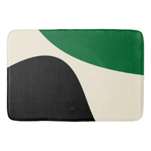 Tapis De Bain Vagues simples 4 en vert, crème et noir