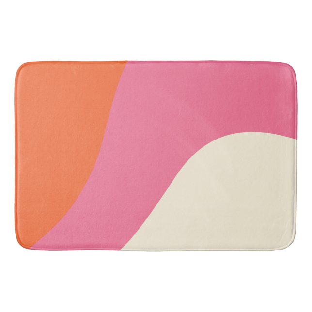 Tapis De Bain Vagues simples - rose, orange et crème (Devant)