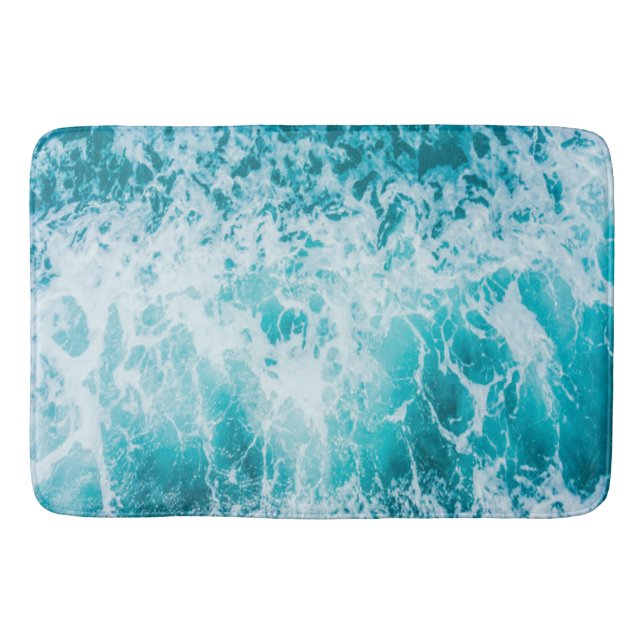 Tapis De Bain Vagues tropicales de l'océan bleu (Devant)
