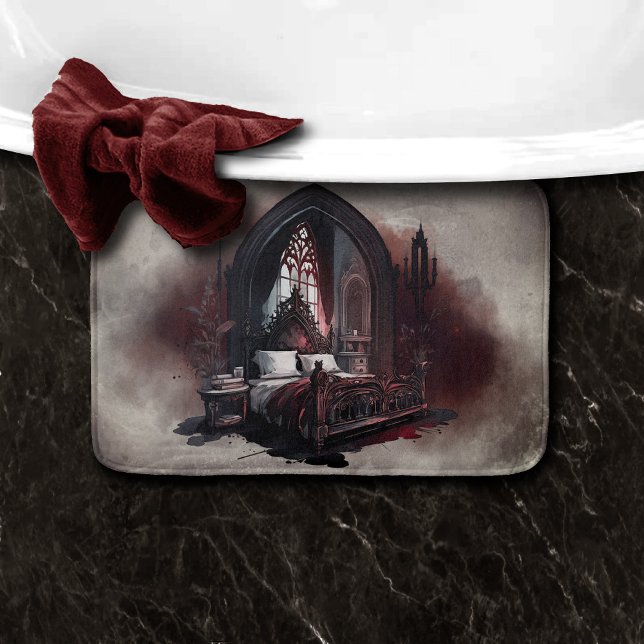 Tapis De Bain Vampy Boudoir | Suite de chambre gothique rouge vi (Créateur téléchargé)