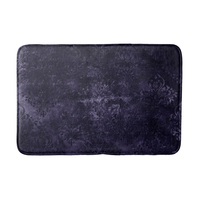 Tapis De Bain Velvety Midnight Damask | Indigo Purple Grunge (Devant)