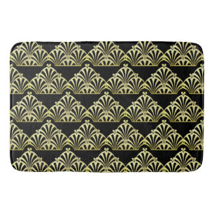Tapis De Bain Ventilateur Art déco motif noir or élégant vintage