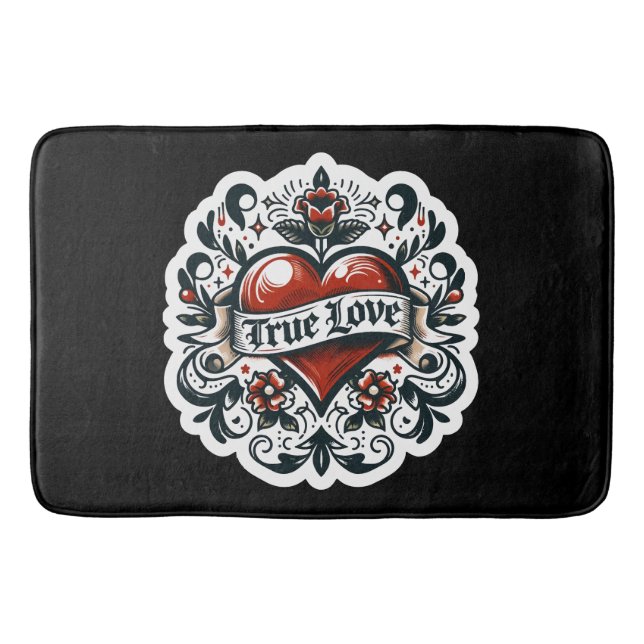 Tapis De Bain Véritable amour Coeur Tatouage Style Sticker Artis (Devant)