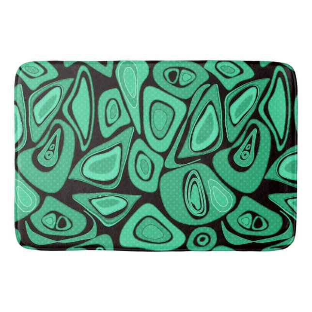 Tapis De Bain Vert, abstrait, rétro (Devant)