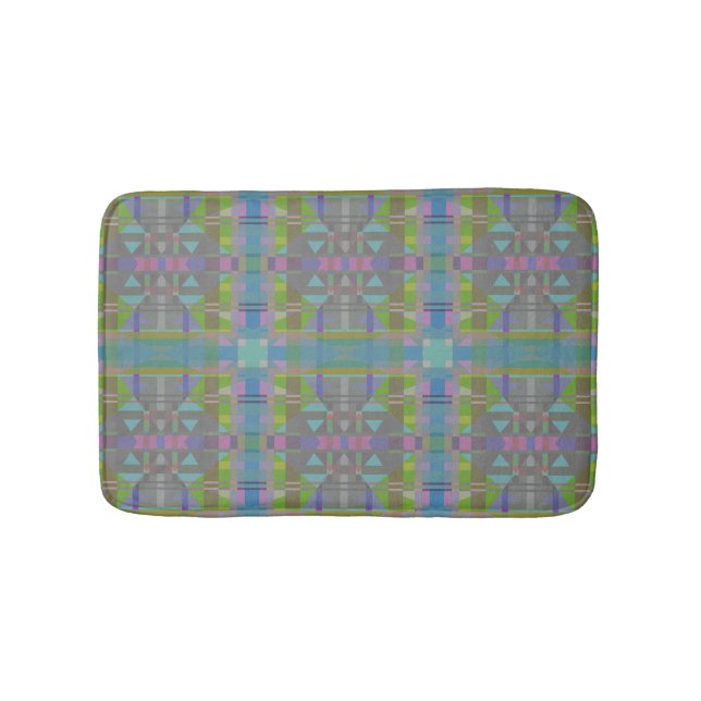 Tapis De Bain Vert bleu violet géométrique (Devant)