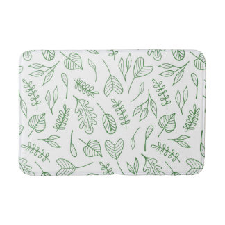 Tapis De Bain Vert feuilles sur Arrière - plan blanc