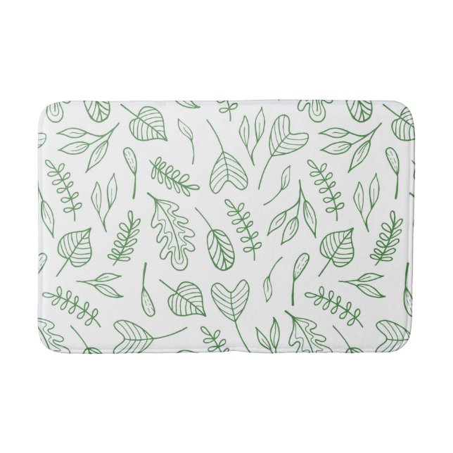 Tapis De Bain Vert feuilles sur Arrière - plan blanc (Devant)