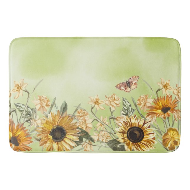 Tapis De Bain Vert jaune Ombre Aquarelle Arrière - plan Tourneso (Devant)