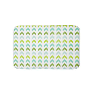 Tapis De Bain Vert moderne, menthe, Aqua, géométrique blanc