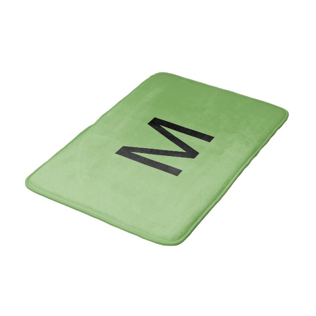 Tapis de bain vert pistache monogrammé (Angle)