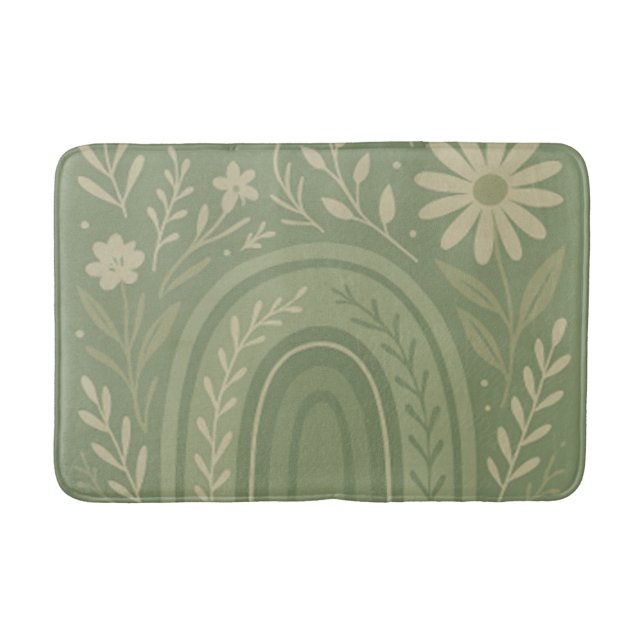 Tapis de bain vert sauge Boho (Devant)