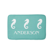 Tapis de bain vert turquoise de créature de mer