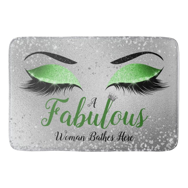Tapis De Bain Vert Une Femme Fabuleuse Vit Ici Parties scintilla (Devant)