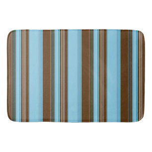Tapis De Bain Verticale bleu-clair et Brown barrée