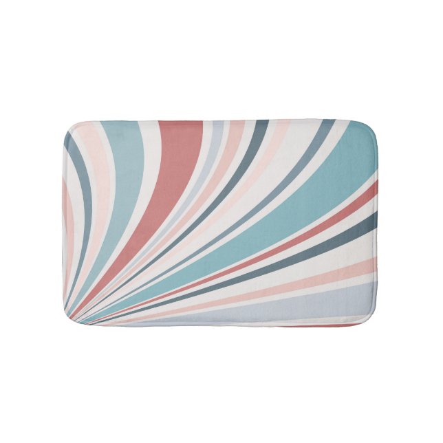 Tapis De Bain Vibes rétro colorées en rose, bleu et gris (Devant)