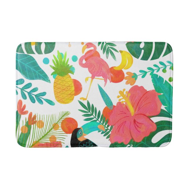 Tapis De Bain Vibes tropicales Floral Feuille Summer Chic (Devant)