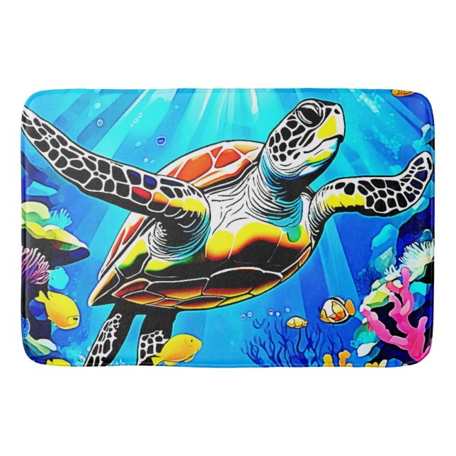 Tapis De Bain Vibrant Sea Turtle Dreamscape (Devant)