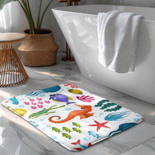 Tapis De Bain Vie marine motif avec animaux de mer