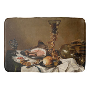 Tapis De Bain Vie morte avec jambon, livres et vaisseaux ornemen