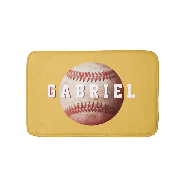 Tapis De Bain Vieux baseball Patiné personnalisé (Devant)