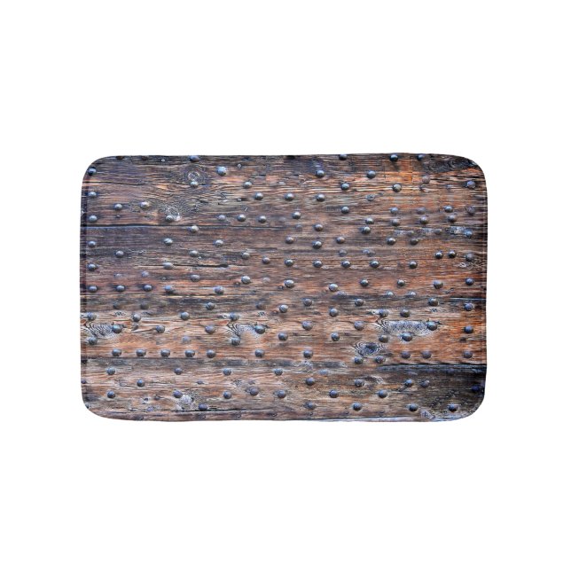 Tapis De Bain Vieux bois patiné rustique avec des clous (Devant)