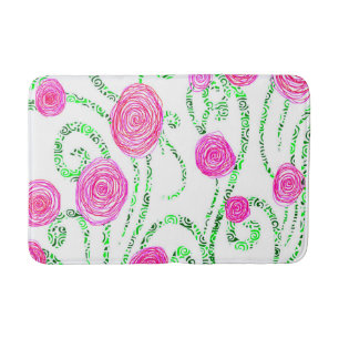 Tapis De Bain Vignes vert et rose