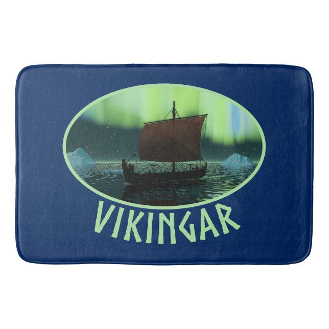 Tapis De Bain Viking Navire Et Lumières Du Nord (Devant)