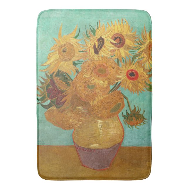 Tapis De Bain Vincent Van Gogh Douze Tournesols Dans Un Vase (devant Vertical)