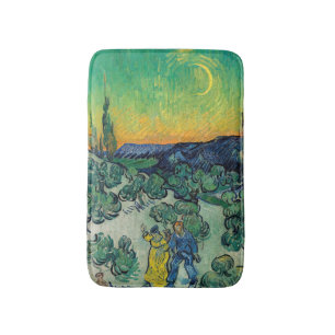 Tapis De Bain Vincent van Gogh - Paysage Lune avec couple