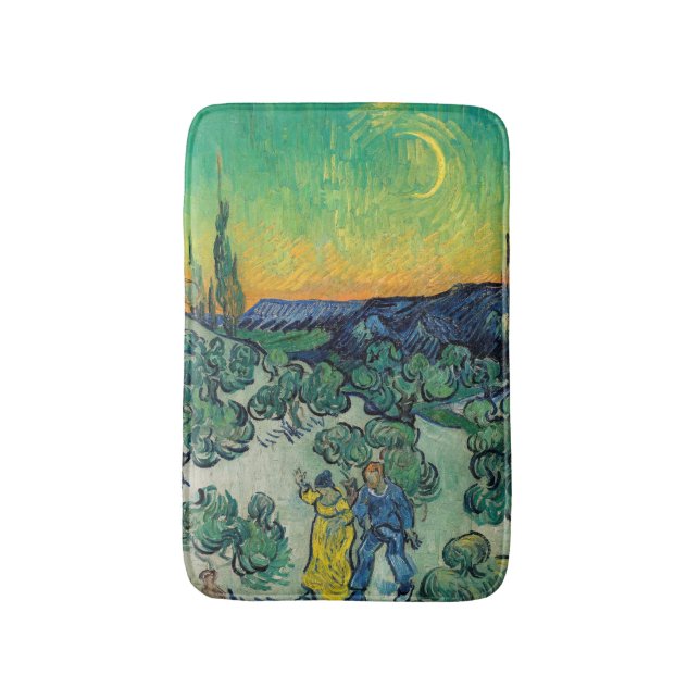 Tapis De Bain Vincent van Gogh - Paysage Lune avec couple (Devant (Vertical))