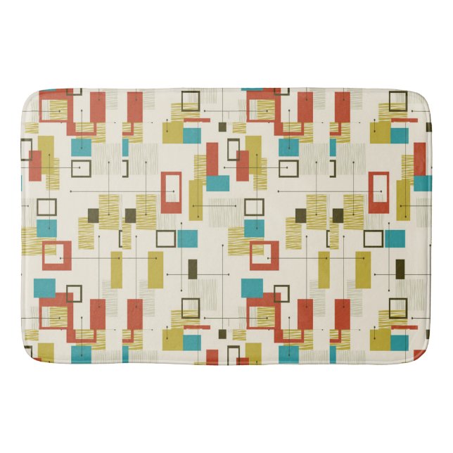 Tapis De Bain Vintage, Atomique, Moderne du milieu du siècle, Ré (Devant)